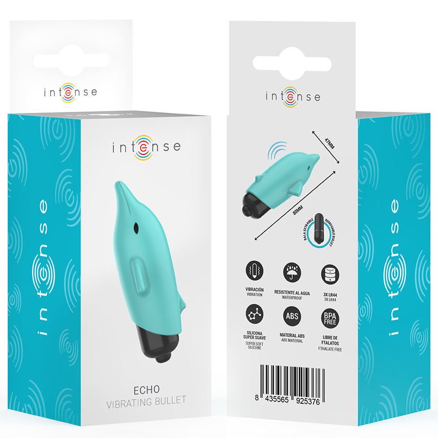 INTENSE - ECHO VIBRANTE BULLET DELFINO BLU 8 X 4,7 CM – Proiettili vibranti – foto 7