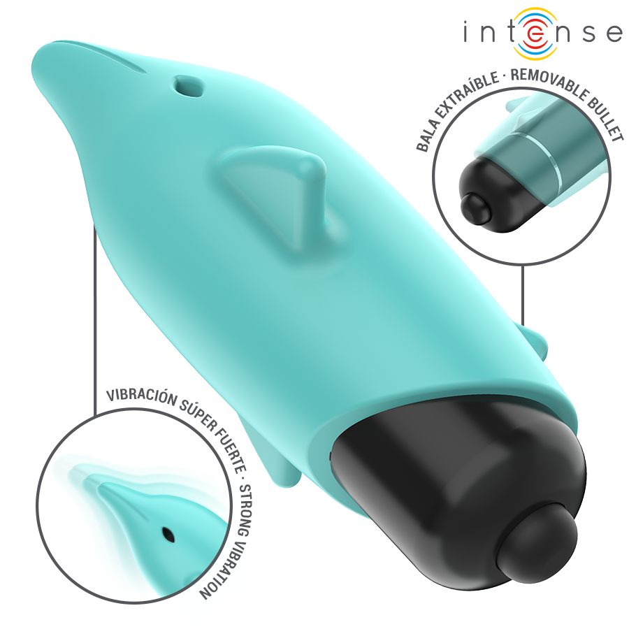 INTENSE - ECHO VIBRANTE BULLET DELFINO BLU 8 X 4,7 CM – Proiettili vibranti – foto 4