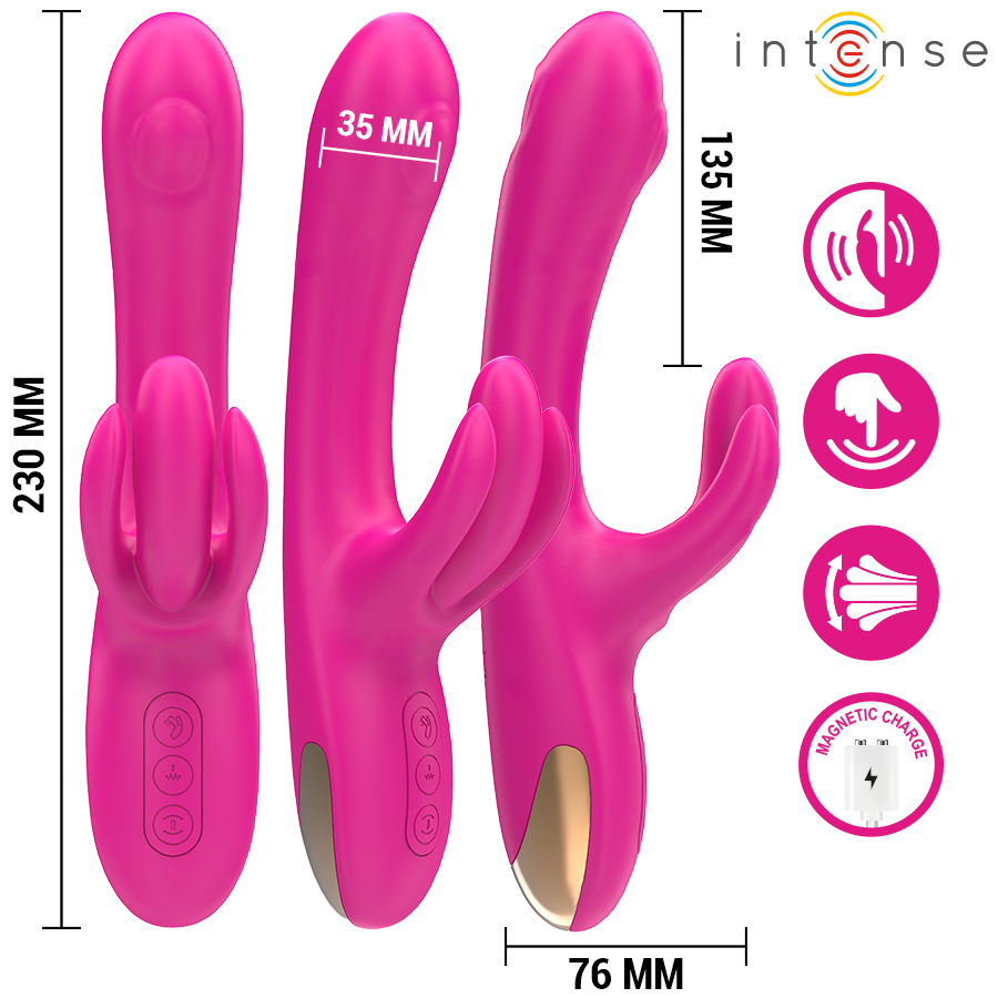 INTENSE - VIBRATORE MULTIFUNZIONE CONIGLIO BRITNEY 23 CM ROSA – Vibratori di coniglio – foto 3