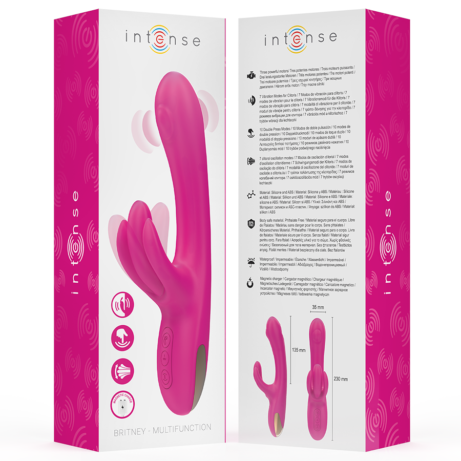 INTENSE - VIBRATORE MULTIFUNZIONE CONIGLIO BRITNEY 23 CM ROSA – Vibratori di coniglio – foto 8