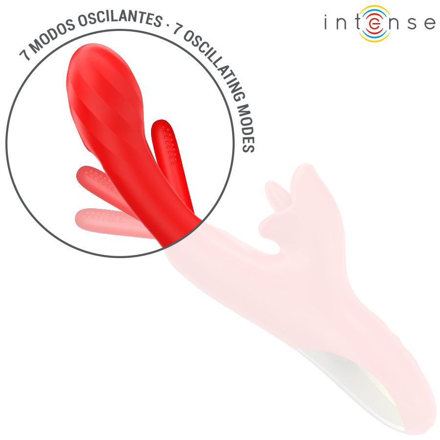 INTENSE - JESSICA VIBRATORE MULTIFUNZIONE STIMOLAZIONE CLITORIDE 24,8 CM ROSSO – Vibratori di coniglio – foto 5