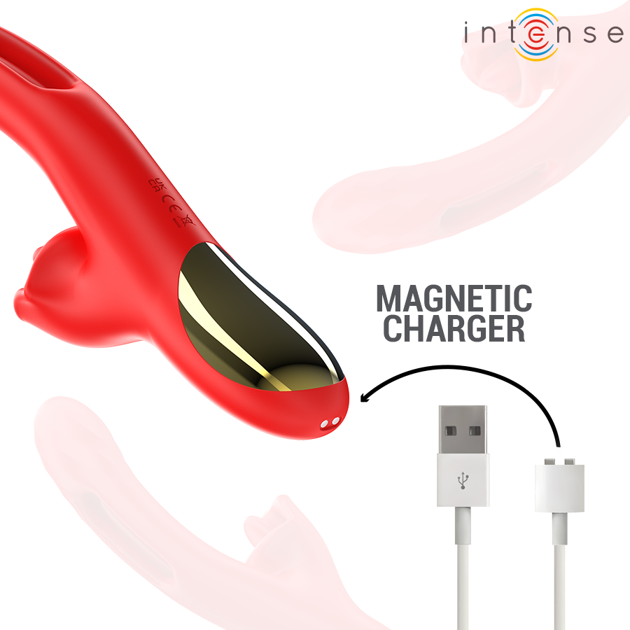 INTENSE - JESSICA VIBRATORE MULTIFUNZIONE STIMOLAZIONE CLITORIDE 24,8 CM ROSSO – Vibratori di coniglio – foto 7