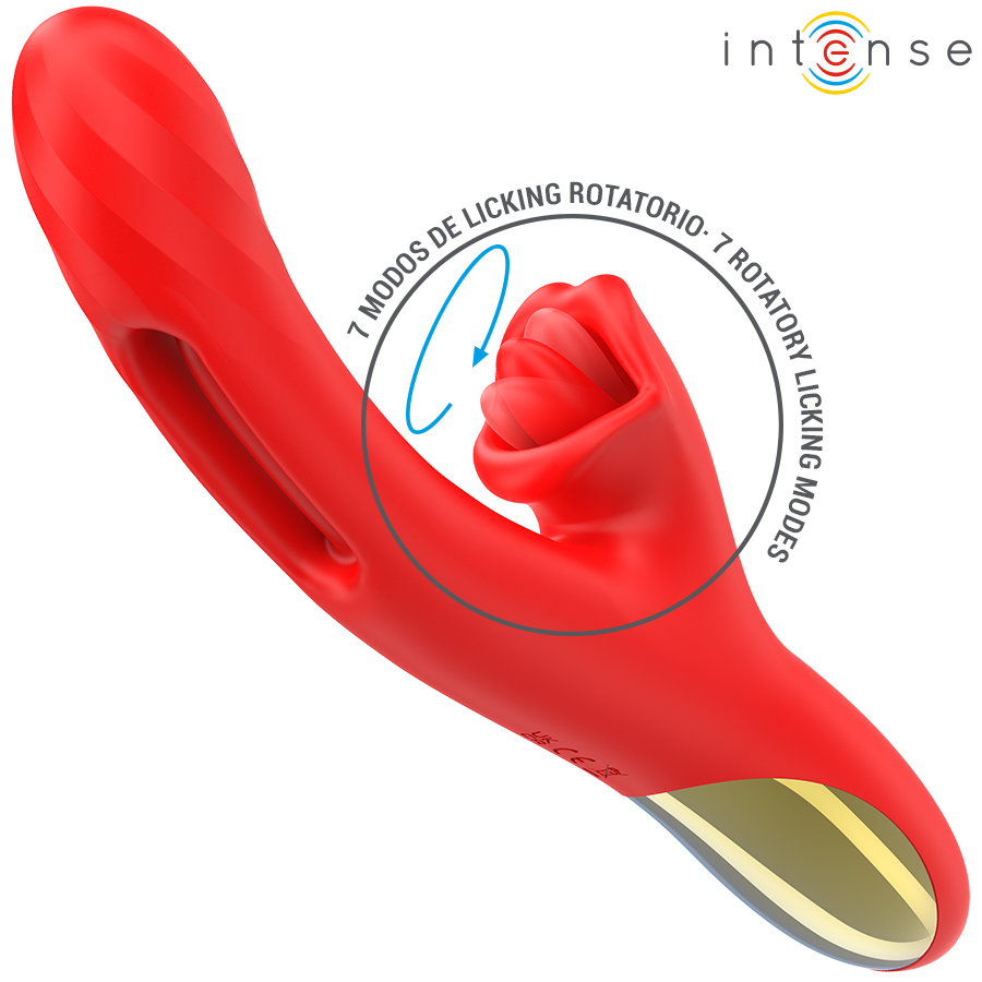 INTENSE - JESSICA VIBRATORE MULTIFUNZIONE STIMOLAZIONE CLITORIDE 24,8 CM ROSSO – Vibratori di coniglio – foto 4