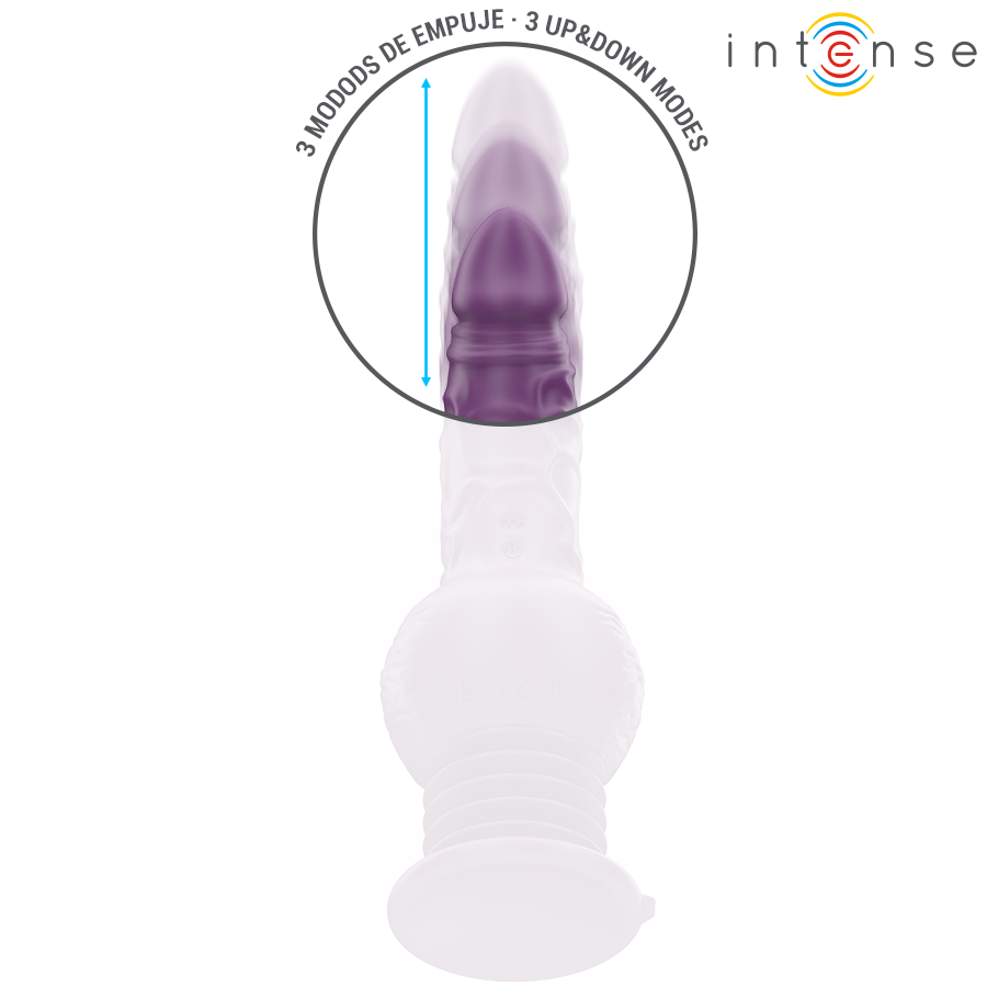 INTENSE - VIBRATORE MULTIFUNZIONE TATUM CON VIBRAZIONE SU E GIÙ 24 CM VIOLA – Vibratori HI-TECH – foto 4