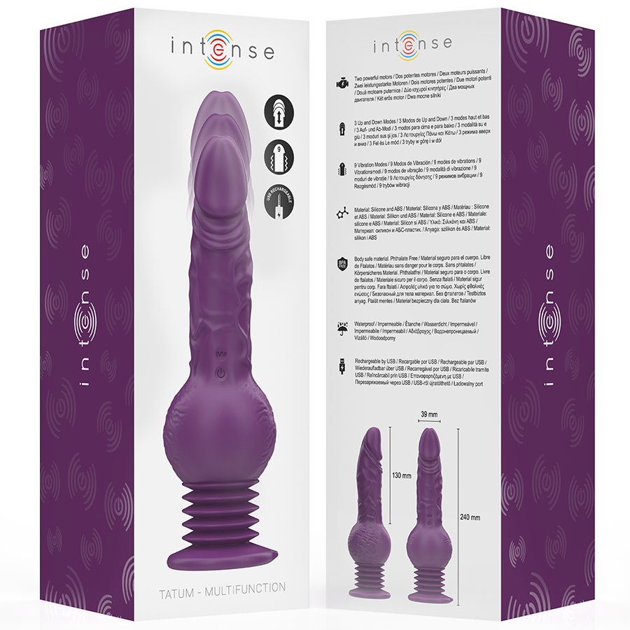 INTENSE - VIBRATORE MULTIFUNZIONE TATUM CON VIBRAZIONE SU E GIÙ 24 CM VIOLA – Vibratori HI-TECH – foto 8