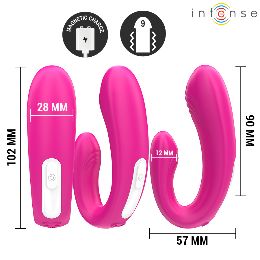 INTENSE - JANET DUAL STIMOLATORE E VIBRATORE A FORMA DI U CON TELECOMANDO ROSA – Vibratore per coppie UD – foto 3