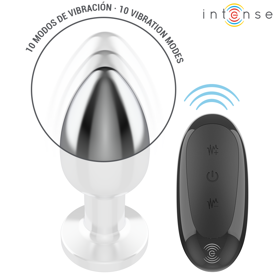 INTENSE - PLUG ANALE 10 VIBRAZIONI METALLO CON TELECOMANDO L – Tappi anali – foto 4