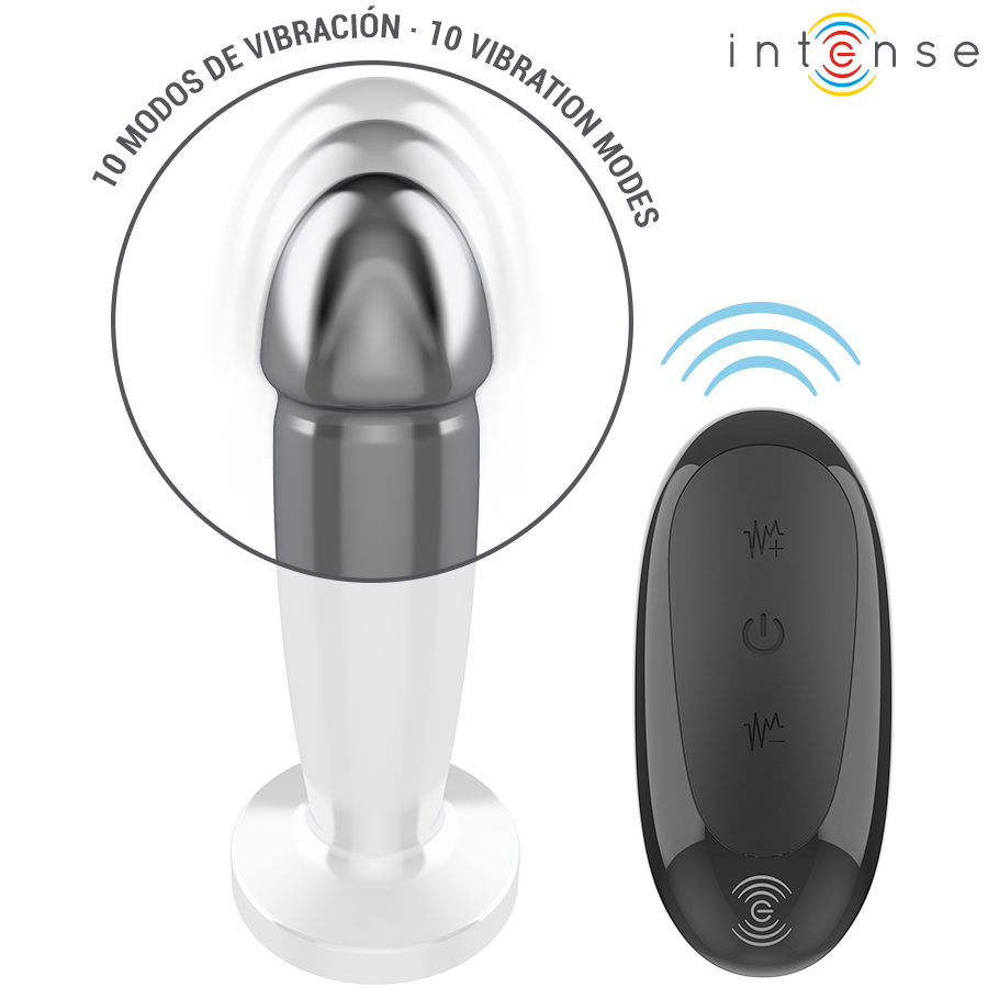 INTENSE - ANAL PLUG 10 VIBRAZIONI DILDO METALLO CON TELECOMANDO S – Tappi anali – foto 4