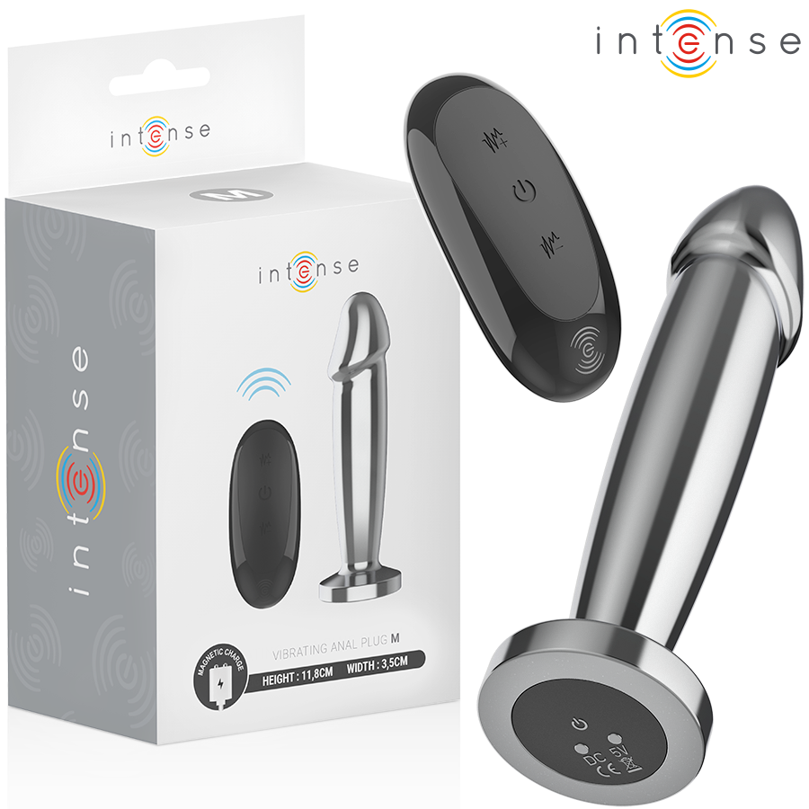 INTENSE - ANAL PLUG 10 VIBRAZIONI DILDO METALLO CON TELECOMANDO M – Tappi anali