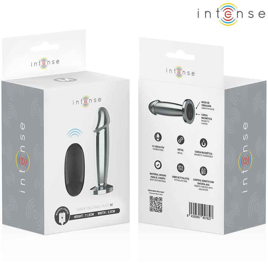 INTENSE - ANAL PLUG 10 VIBRAZIONI DILDO METALLO CON TELECOMANDO M – Tappi anali – foto 8