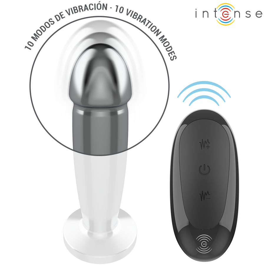 INTENSE - ANAL PLUG 10 VIBRAZIONI DILDO METALLO CON TELECOMANDO M – Tappi anali – foto 4