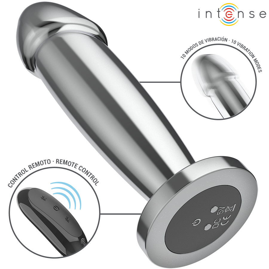 INTENSE - ANAL PLUG 10 VIBRAZIONI DILDO METALLO CON TELECOMANDO M – Tappi anali – foto 3