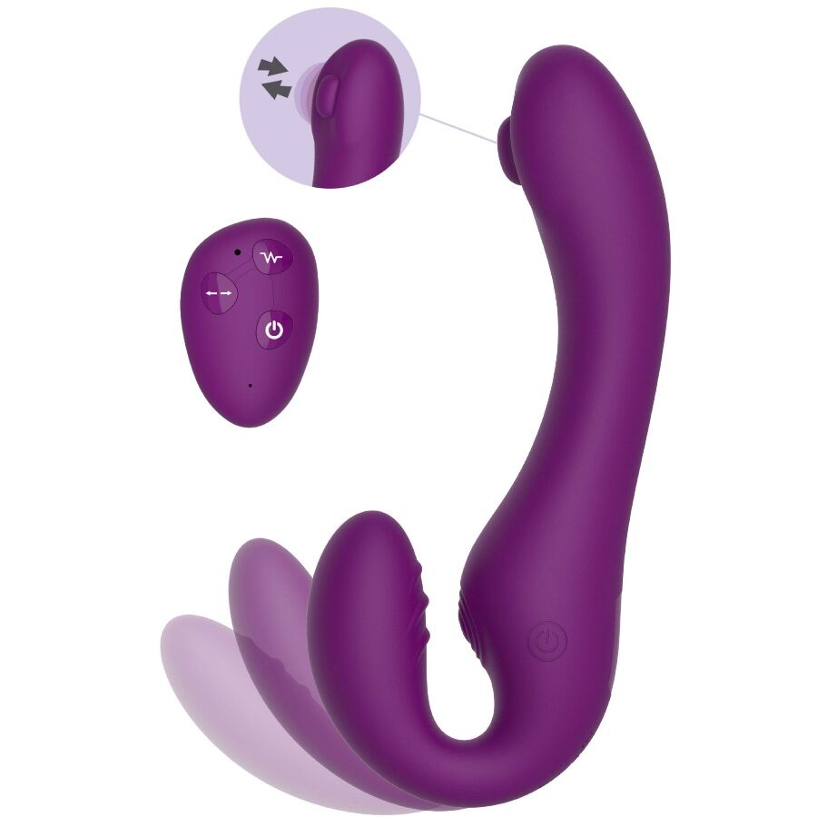 XOCOON - VIBRATORE 2 IN 1 STRAPLESS STRAP-ON CON TELECOMANDO VIOLA – Vibratori di coniglio – foto 8