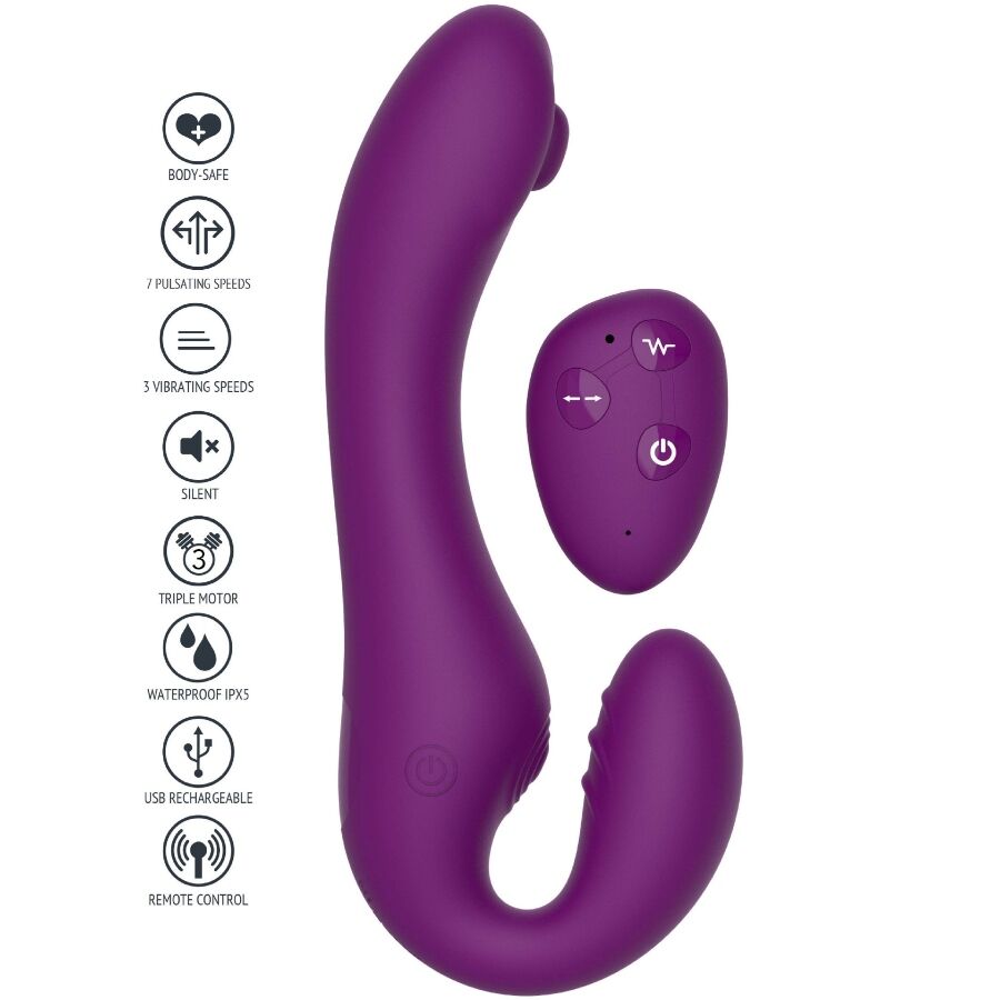 XOCOON - VIBRATORE 2 IN 1 STRAPLESS STRAP-ON CON TELECOMANDO VIOLA – Vibratori di coniglio – foto 2