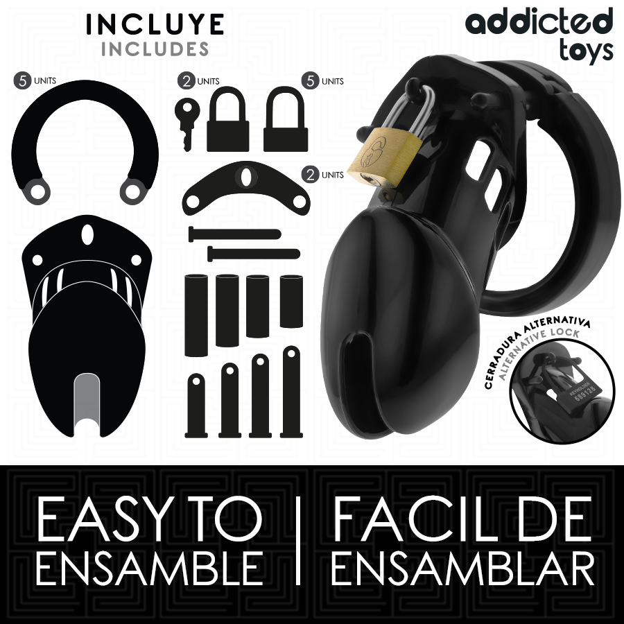 ADDICTED TOYS LOCKED - GABBIA PER PENE OBSIDIAN HOLD TAGLIA M – Gabbie per pene BDSM – foto 5