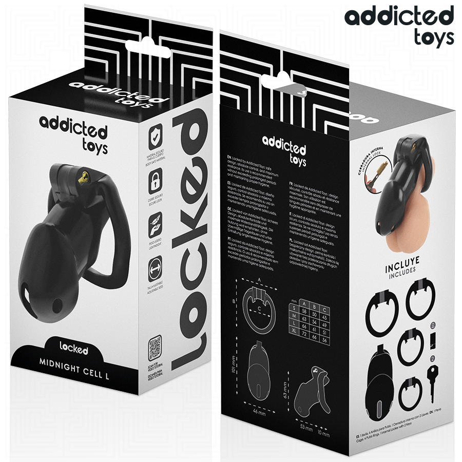 ADDICTED TOYS LOCKED - MINDNIGHT CELL GABBIA PER PENE TAGLIA L – Gabbie per pene BDSM – foto 6