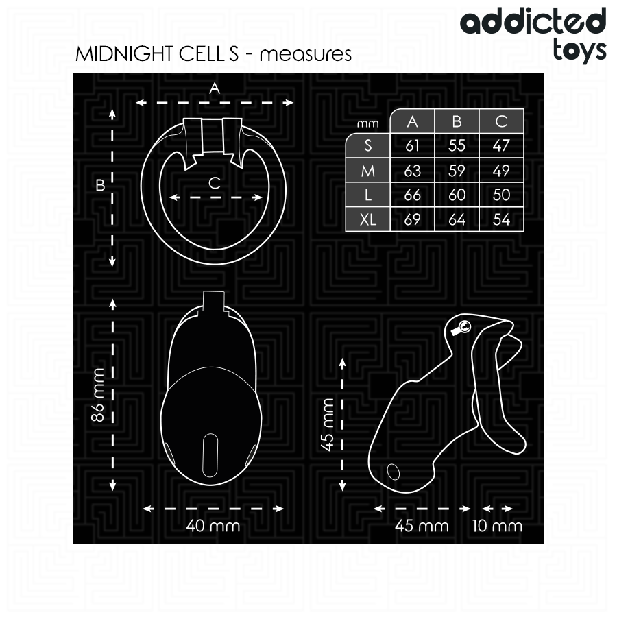 ADDICTED TOYS LOCKED - MINDNIGHT CELL GABBIA PER PENE TAGLIA S – Gabbie per pene BDSM – foto 5