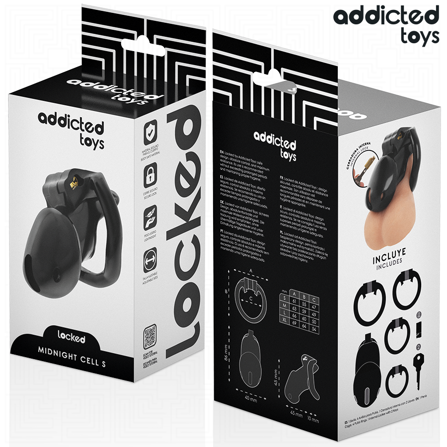 ADDICTED TOYS LOCKED - MINDNIGHT CELL GABBIA PER PENE TAGLIA S – Gabbie per pene BDSM – foto 6