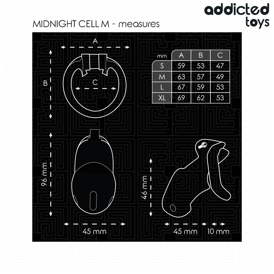 ADDICTED TOYS LOCKED - MINDNIGHT CELL GABBIA PER PENE TAGLIA M – Gabbie per pene BDSM – foto 5