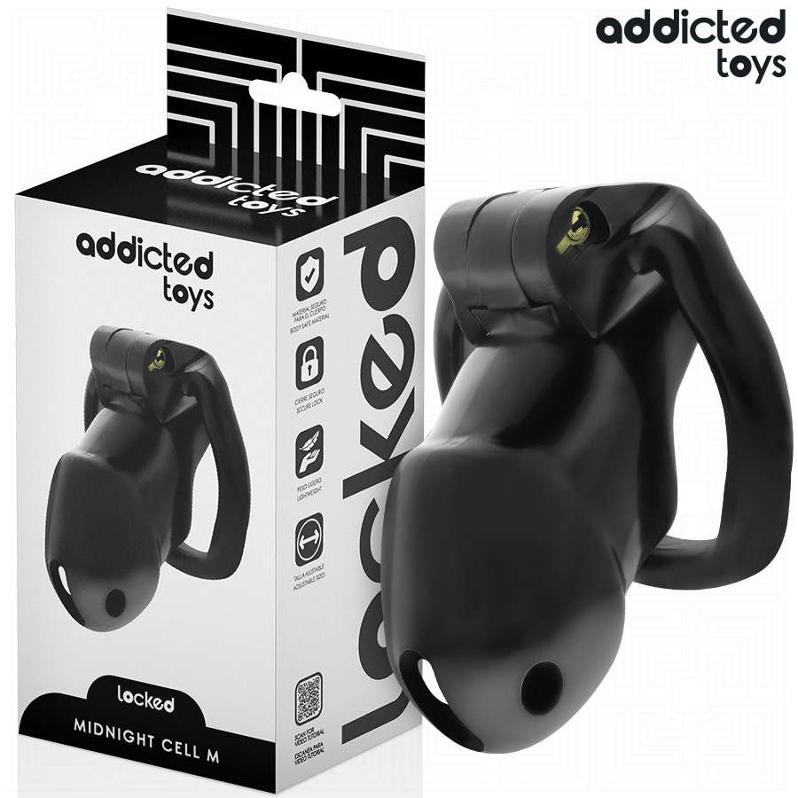ADDICTED TOYS LOCKED - MINDNIGHT CELL GABBIA PER PENE TAGLIA M – Gabbie per pene BDSM