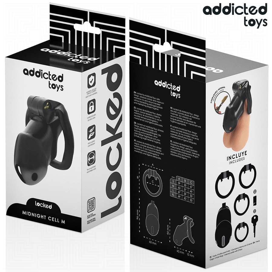 ADDICTED TOYS LOCKED - MINDNIGHT CELL GABBIA PER PENE TAGLIA M – Gabbie per pene BDSM – foto 6