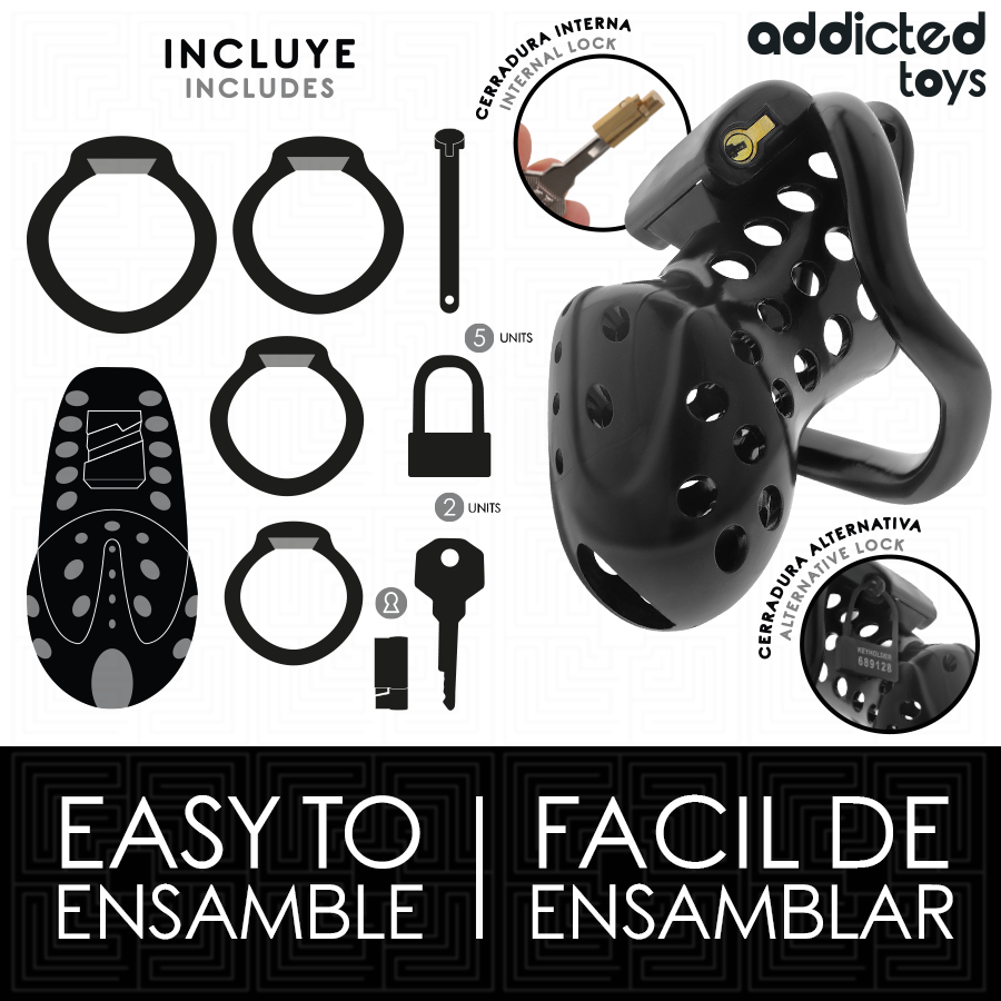 ADDICTED TOYS LOCKED - GABBIA PER PENE CAVA CON CATENA 10,5 CM – Gabbie per pene BDSM – foto 4