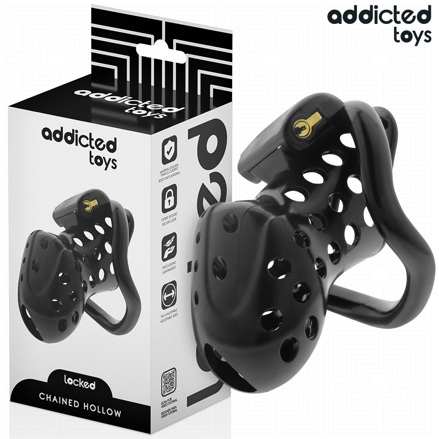 ADDICTED TOYS LOCKED - GABBIA PER PENE CAVA CON CATENA 10,5 CM – Gabbie per pene BDSM