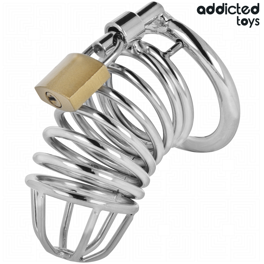 ADDICTED TOYS LOCKED - GABBIA PER PENE IN METALLO CON CELLULE DI FERRO TAGLIA M – Gabbie per pene BDSM – foto 2