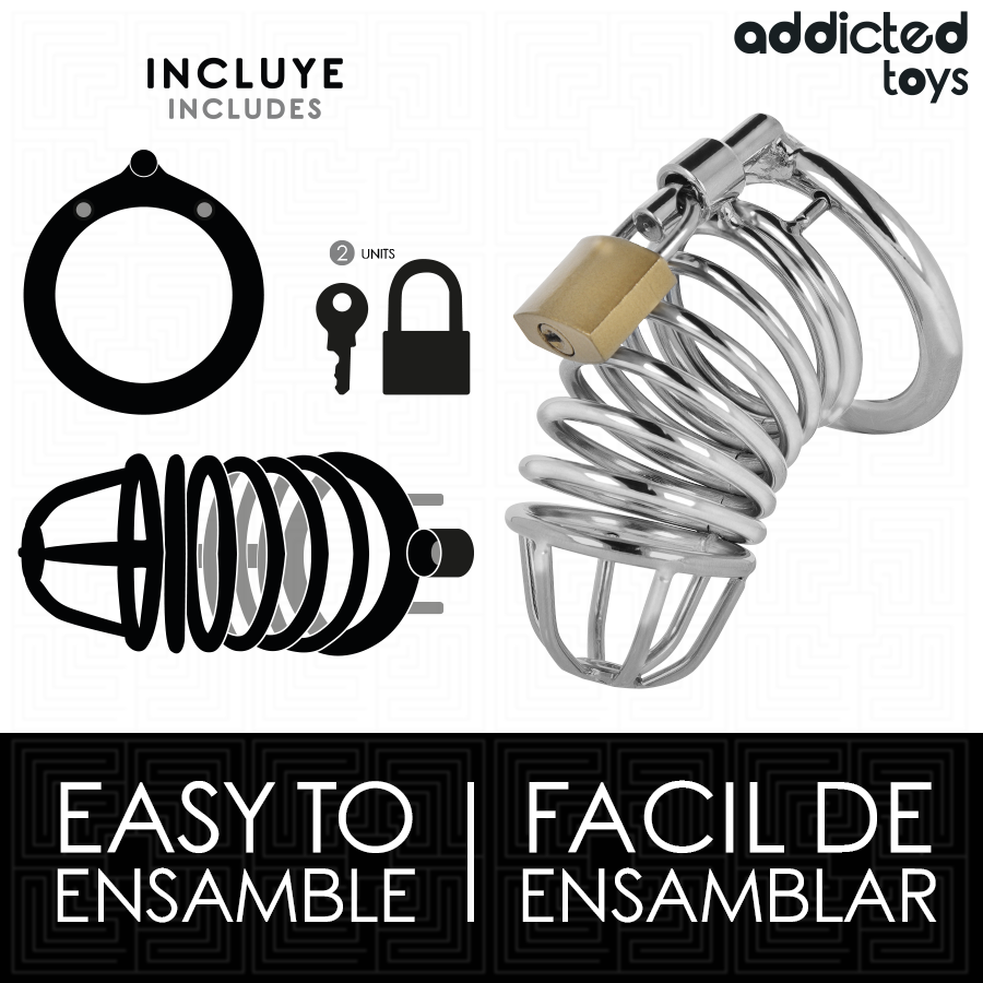 ADDICTED TOYS LOCKED - GABBIA PER PENE IN METALLO CON CELLULE DI FERRO TAGLIA M – Gabbie per pene BDSM – foto 4