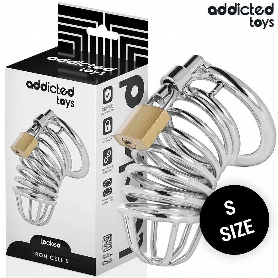 ADDICTED TOYS LOCKED - GABBIA PER PENE IN METALLO CON CELLULE DI FERRO 4 CM TAGLIA S – Gabbie per pene BDSM
