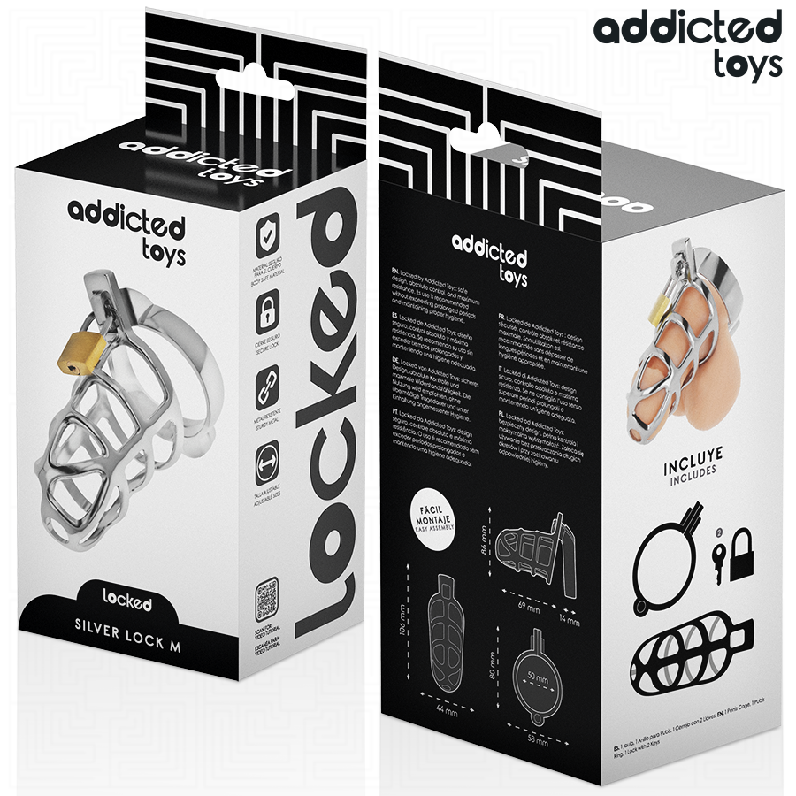ADDICTED TOYS LOCKED - GABBIA PER PENE CON SERRATURA IN ARGENTO TAGLIA M – Gabbie per pene BDSM – foto 6