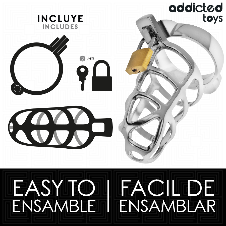 ADDICTED TOYS LOCKED - GABBIA PER PENE IN METALLO CON BLOCCAGGIO ARGENTO TAGLIA S – Gabbie per pene BDSM – foto 4