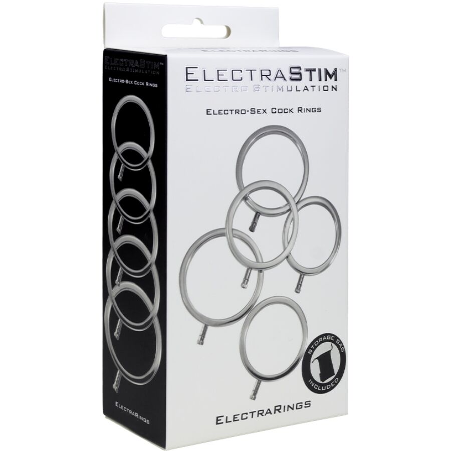 ELECTRASTIM - ELECTRARINGS ANELLI PER PENE IN METALLO CONFEZIONE DA 5 – Anelli per pene in metallo BDSM – foto 3