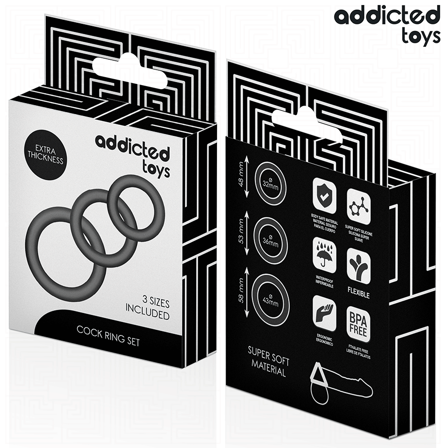 ADDICTED TOYS - SET DI ANELLI IN SILICONE MODELLO 1 – Cockring senza vibrazione – foto 6