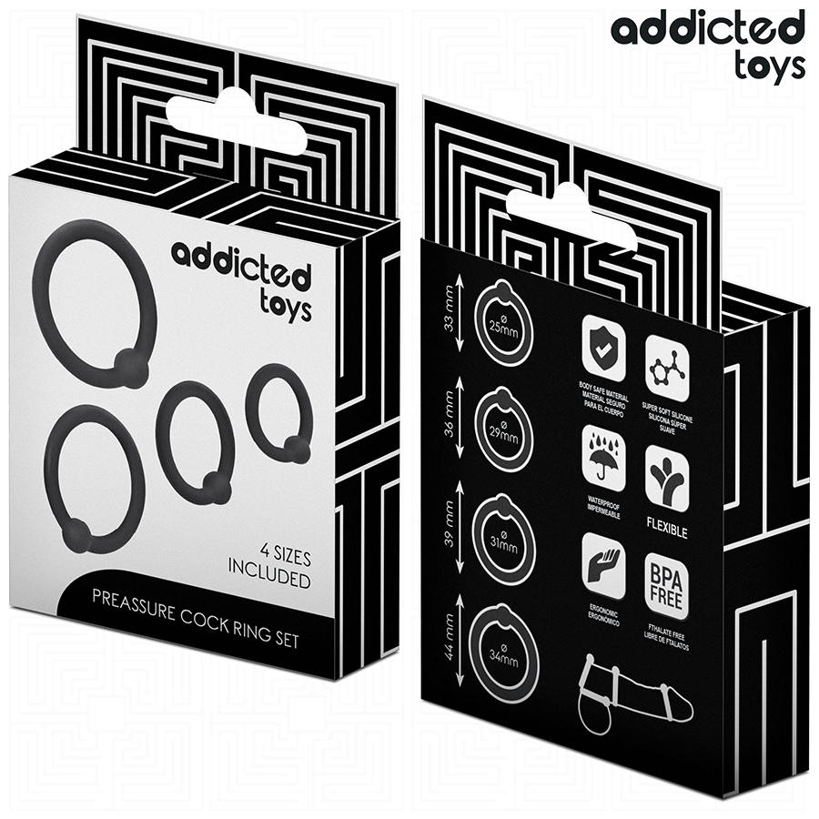 ADDICTED TOYS - SET DI ANELLI IN SILICONE A PRESSIONE – Cockring senza vibrazione – foto 6