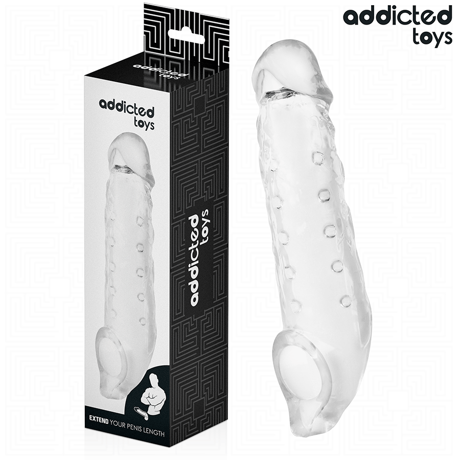 ADDICTED TOYS - GUAINA PER PENE TRASPARENTE TAGLIA M 27 CM – Copri pene con estensione – foto 2
