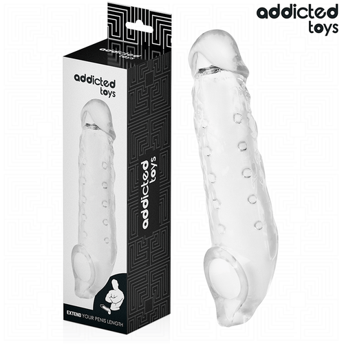 ADDICTED TOYS - GUAINA PER PENE TRASPARENTE TAGLIA M 27 CM – Copri pene con estensione – foto 2