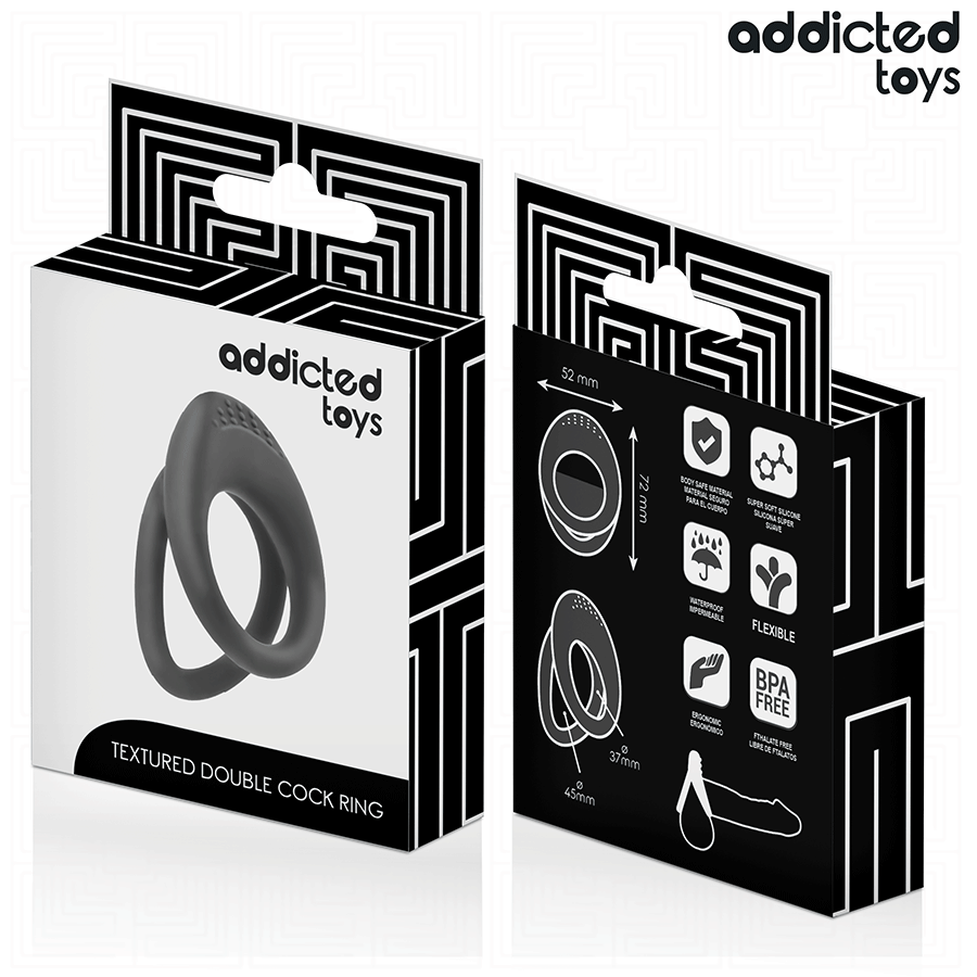 ADDICTED TOYS - ANELLO PER PENE A DOPPIA TEXTURE – Cockring senza vibrazione – foto 6