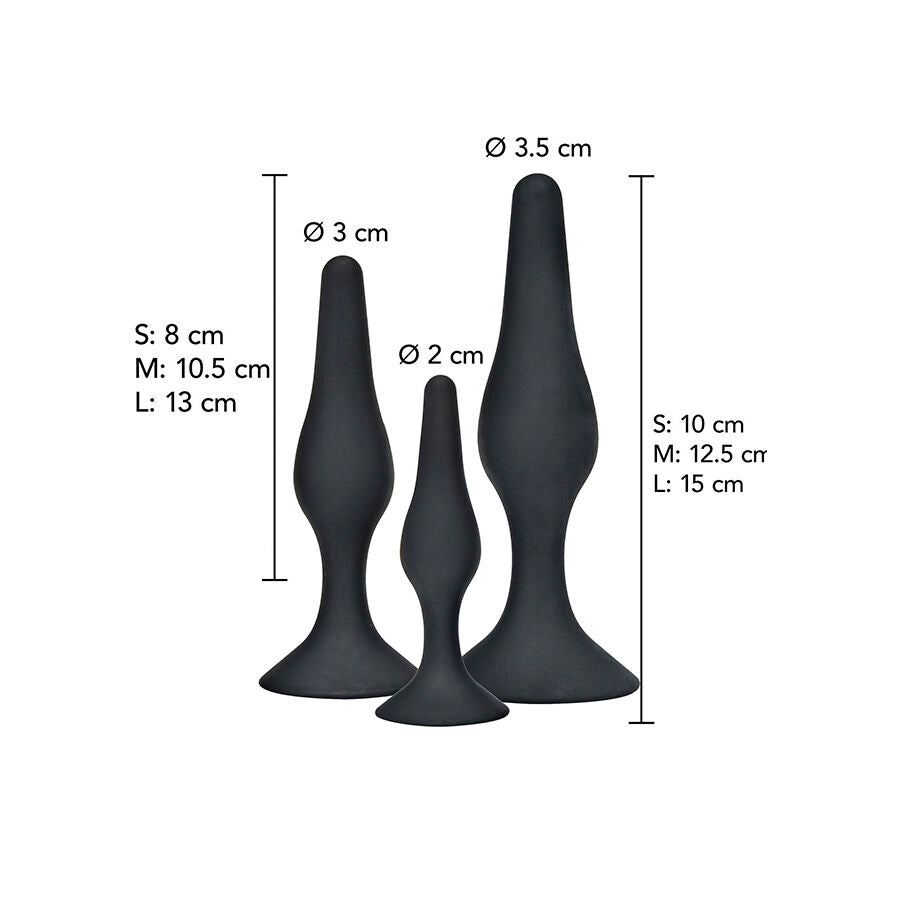 TOYJOY - ANAL PLAY CURVY COMPANIONS PLUG ANALE 3 PEZZI NERO – Tappi anali – foto 2
