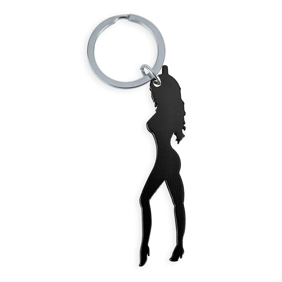 DIABLO PICANTE - PORTACHIAVI CON SILHOUETTE FEMMINILE DI COLORE NERO CON APRIBIRRA – Articoli divertenti