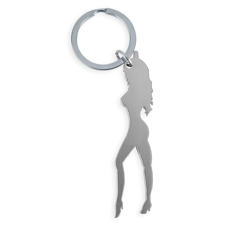 DIABLO PICANTE - PORTACHIAVI CON SILHOUETTE FEMMINILE COLOR ARGENTO CON APRIBIRRA – Articoli divertenti