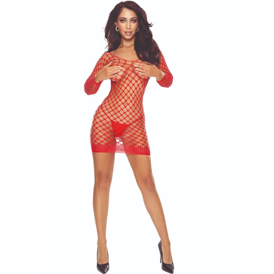 PASSION - BS108 BODYSTOCKING GRID RED – Bodystocking