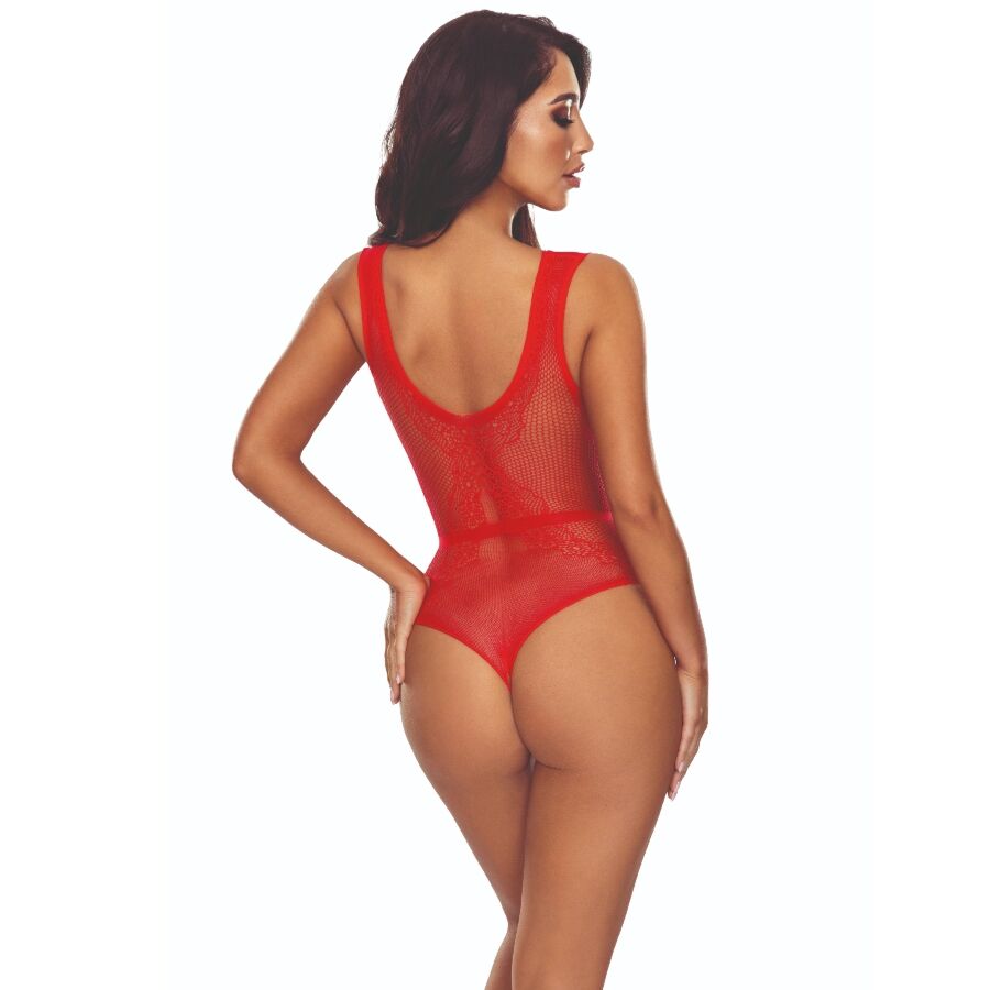 PASSION - BS115 BODYSTOCKING GRID RED – Bodystocking – foto 2