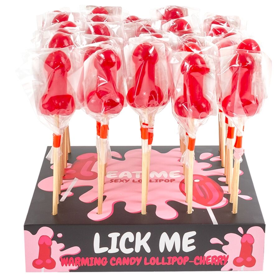 SECRETPLAY - LECCA-LECCA A FORMA DI PENE DI CARAMELLE ALLA CILIEGIA CON EFFETTO CALORE PICCANTE (40 UNITÀ) – Dolcetti divertenti
