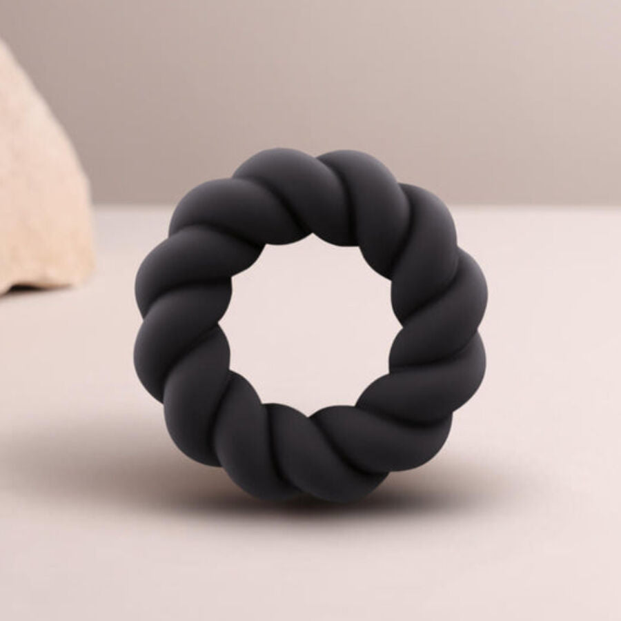 ROCKS-OFF - ANELLO MASTURBATORE TWIST IN SILICONE NERO – Cockring senza vibrazione – foto 2