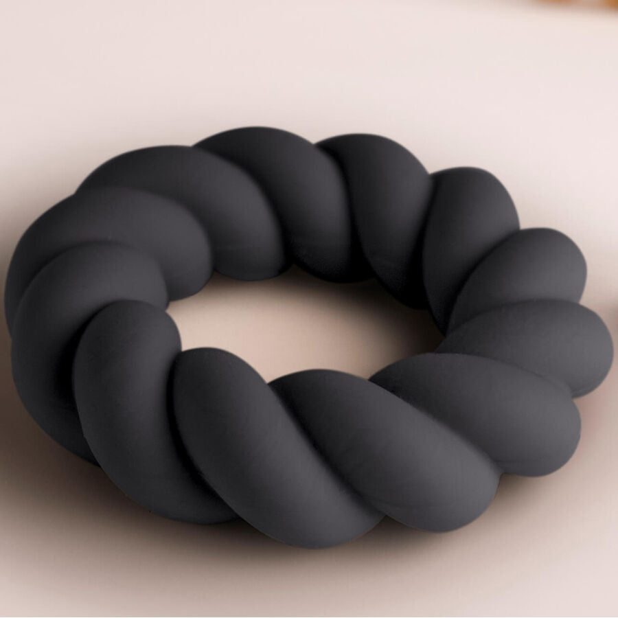 ROCKS-OFF - ANELLO MASTURBATORE TWIST IN SILICONE NERO – Cockring senza vibrazione – foto 3