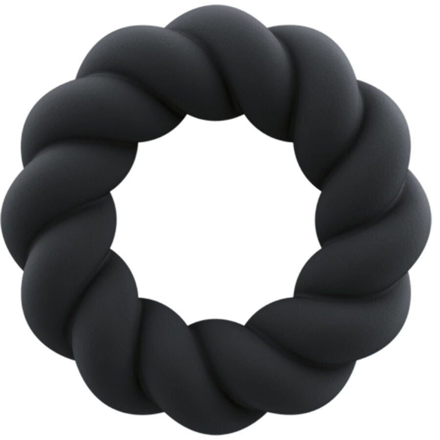 ROCKS-OFF - ANELLO MASTURBATORE TWIST IN SILICONE NERO – Cockring senza vibrazione