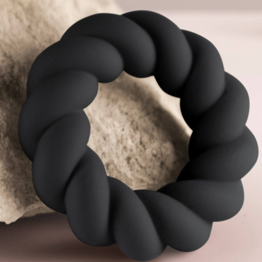 ROCKS-OFF - ANELLO MASTURBATORE TWIST IN SILICONE NERO – Cockring senza vibrazione – foto 5