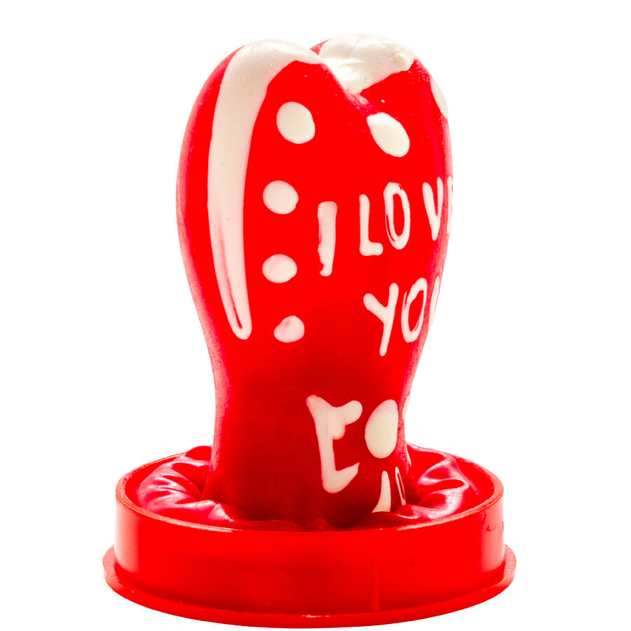 CONDOMERIE - PRESERVATIVI NOVITÀ DIPINTI A MANO CUORE - MODELLO I LOVE YOU 1 – Preservativi Divertenti – foto 4
