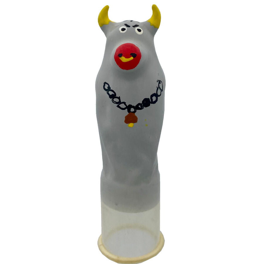 CONDOMERIE - PRESERVATIVI NOVITÀ DIPINTI A MANO MODELLO TORO GRIGIO XL – Preservativi Divertenti – foto 2